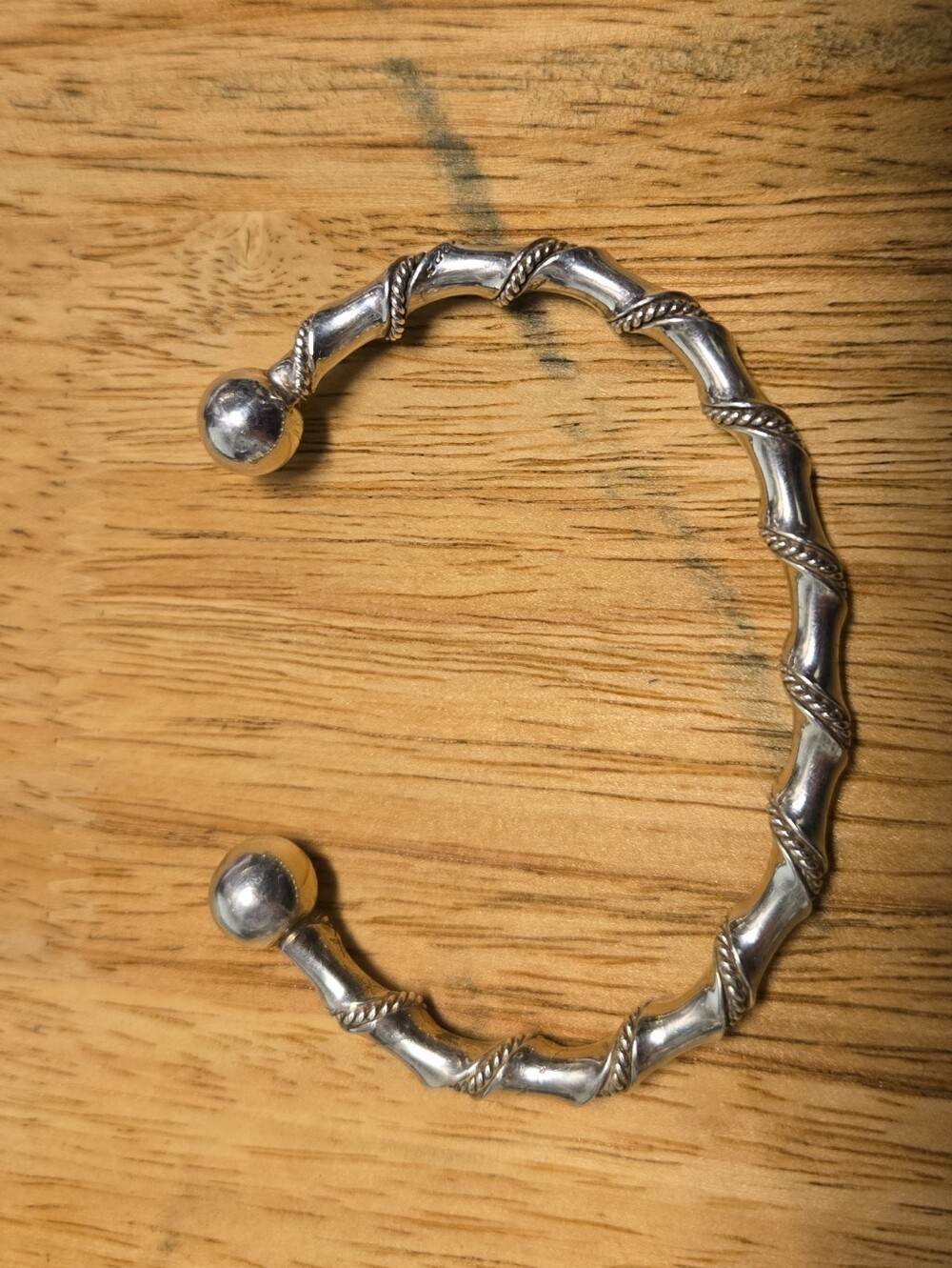 Sterling Silver Taxco Twisted Bamboo Cuff Bracelet